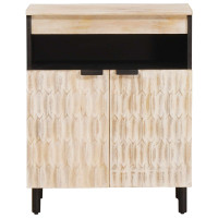 Produktbild för Sideboard Vit Tvätt Finish 60 x 33 x 75 cm Massivt mangoträ