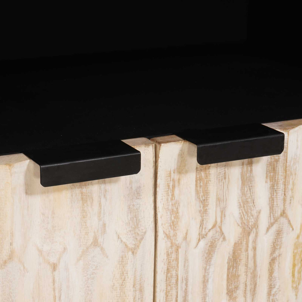 Produktbild för Sideboard Vit Tvätt Finish 60 x 33 x 75 cm Massivt mangoträ