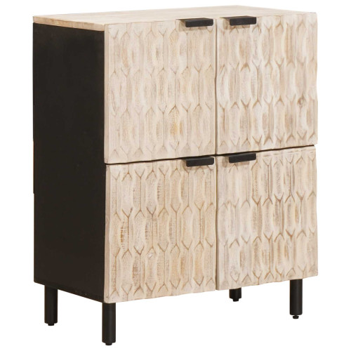vidaXL Sideboard Vit Tvätt Finish 60 x 33 x 75 cm Massivt mangoträ