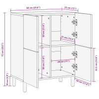 Produktbild för Sideboard Vit Tvätt Finish 60 x 33 x 75 cm Massivt mangoträ
