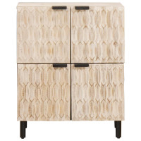 Produktbild för Sideboard Vit Tvätt Finish 60 x 33 x 75 cm Massivt mangoträ
