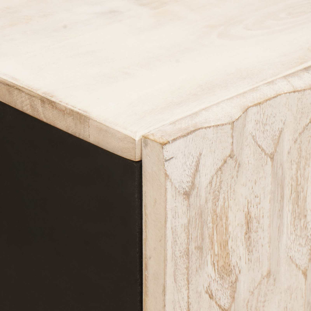 Produktbild för Sideboard Vit Tvätt Finish 60 x 33 x 75 cm Massivt mangoträ