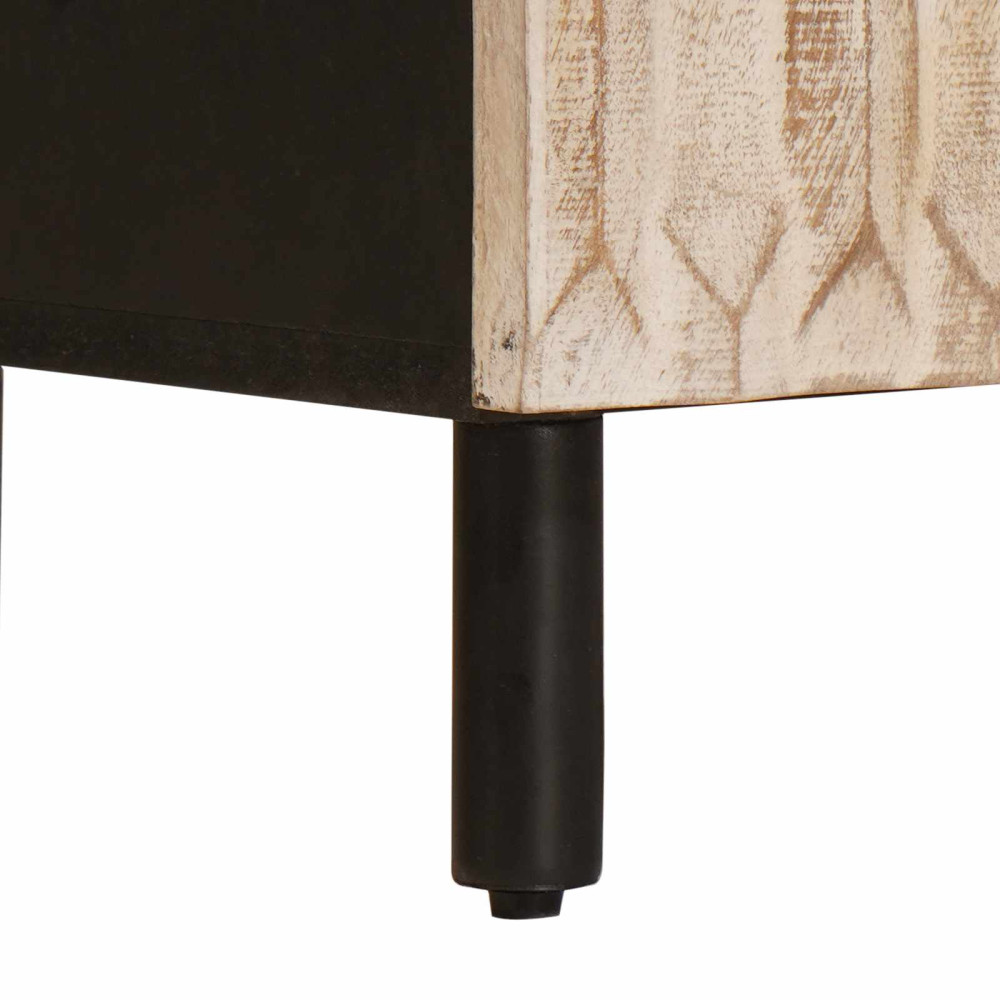 Produktbild för Sideboard Vit Tvätt Finish 60 x 33 x 75 cm Massivt mangoträ