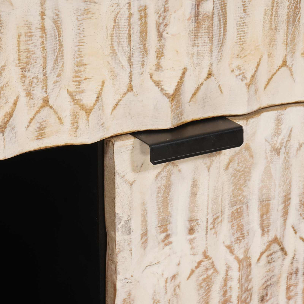 Produktbild för Sideboard Vit Tvätt Finish 80 x 33 x 75 cm Massivt mangoträ