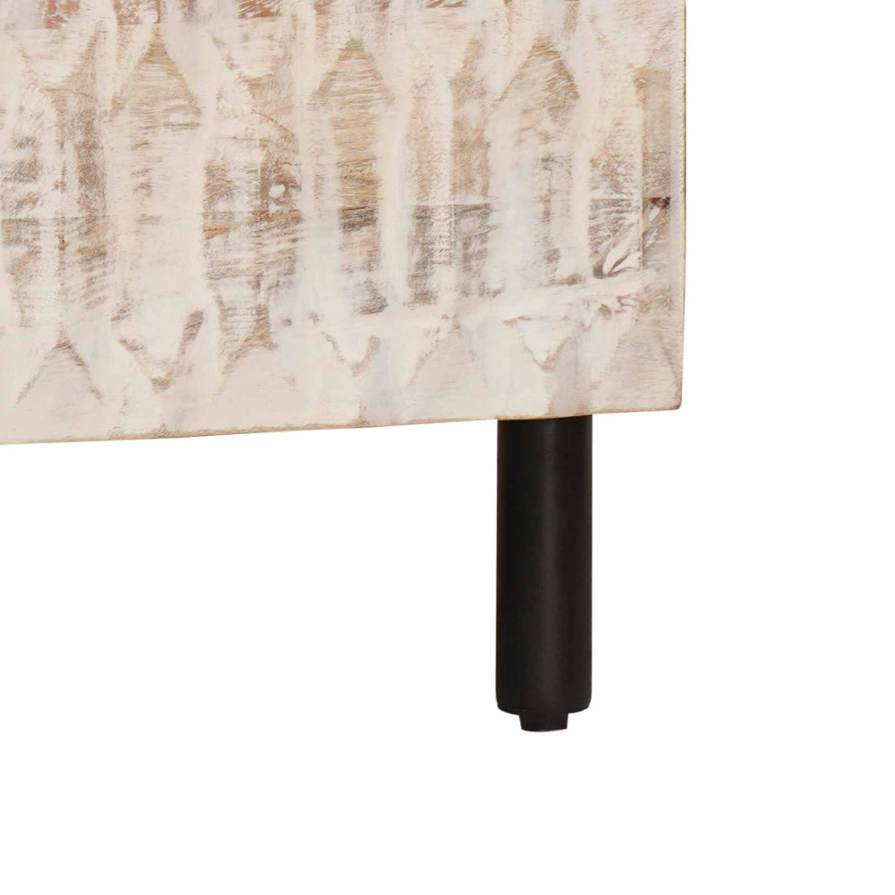 Produktbild för Sideboard Vit Tvätt Finish 80 x 33 x 75 cm Massivt mangoträ
