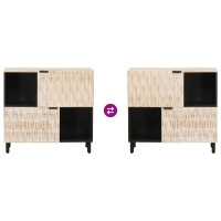 Produktbild för Sideboard Vit Tvätt Finish 80 x 33 x 75 cm Massivt mangoträ