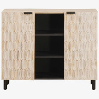 Produktbild för Sideboard Vit Tvätt Finish 90 x 33 x 75 cm Massivt mangoträ