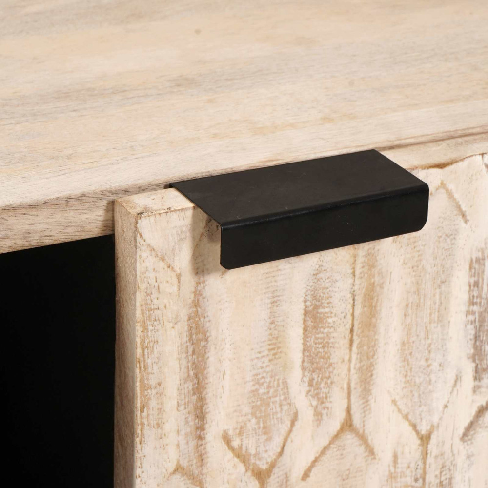 Produktbild för Sideboard Vit Tvätt Finish 90 x 33 x 75 cm Massivt mangoträ