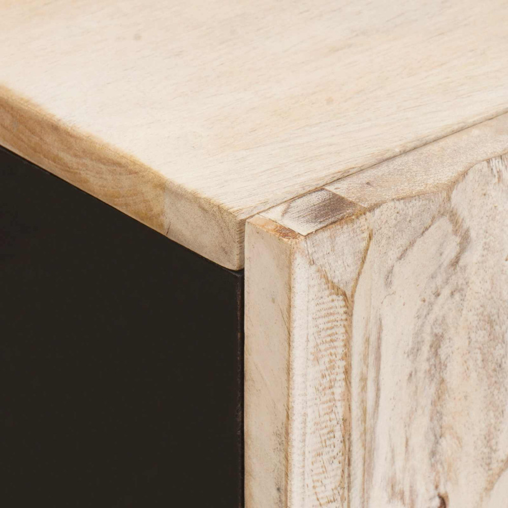 Produktbild för Sideboard Vit Tvätt Finish 90 x 33 x 75 cm Massivt mangoträ