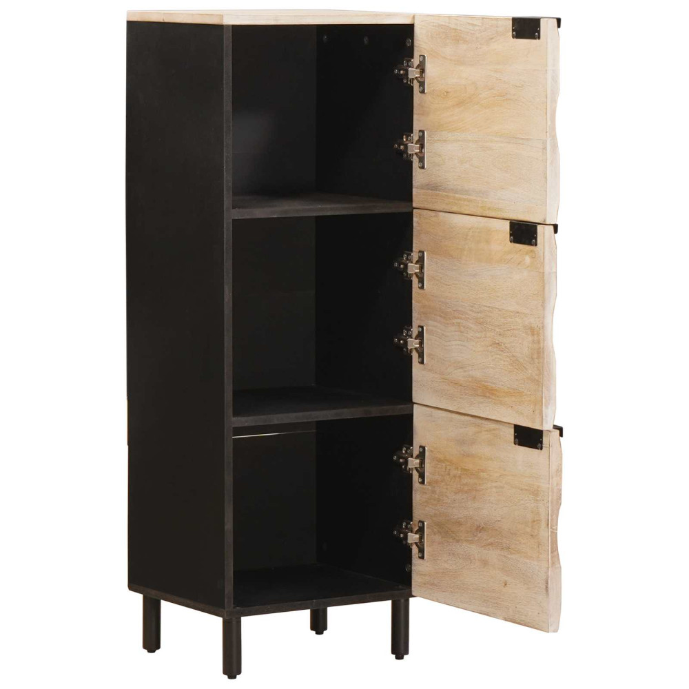 Produktbild för Skåp Vit Tvätt Finish 40 x 33 x 110 cm Massivt mangoträ
