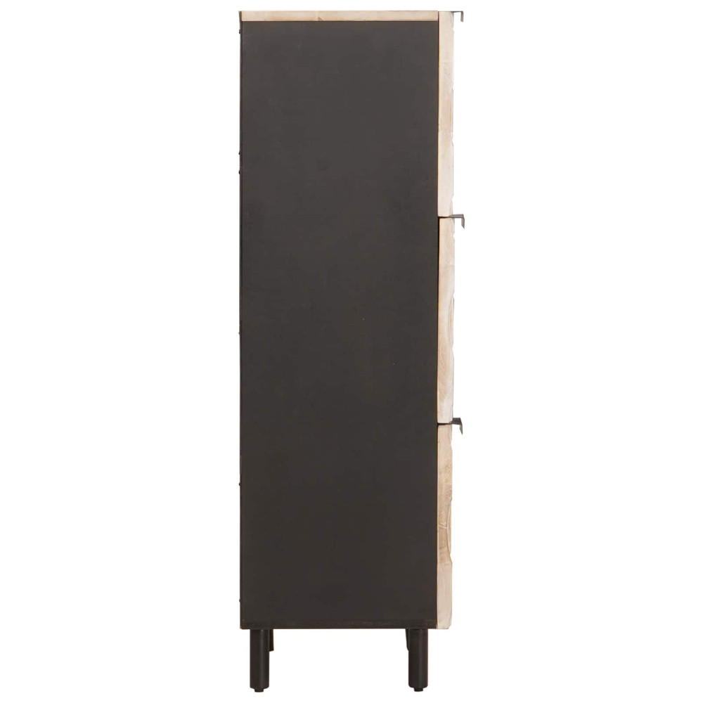 Produktbild för Skåp Vit Tvätt Finish 40 x 33 x 110 cm Massivt mangoträ