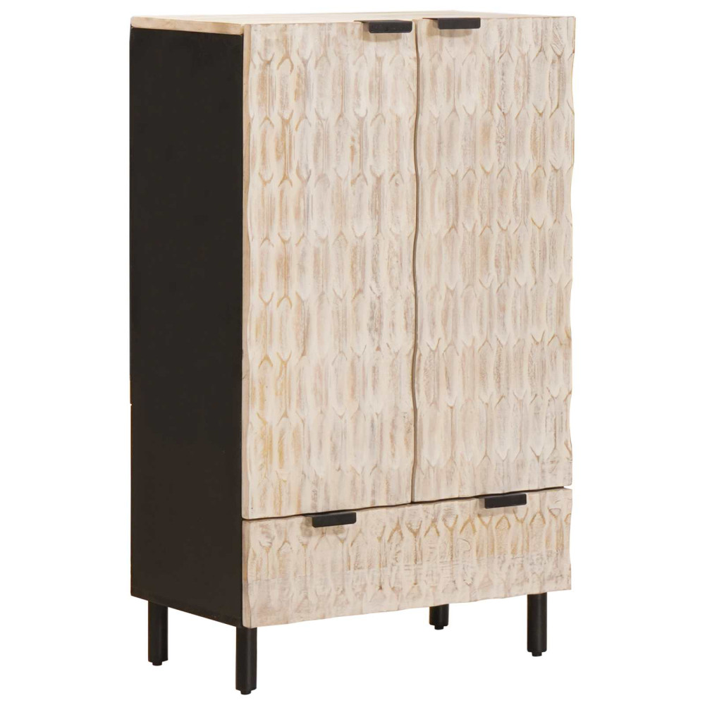 Produktbild för Skåp Vit Tvätt Finish 60 x 33 x 100 cm Massivt mangoträ