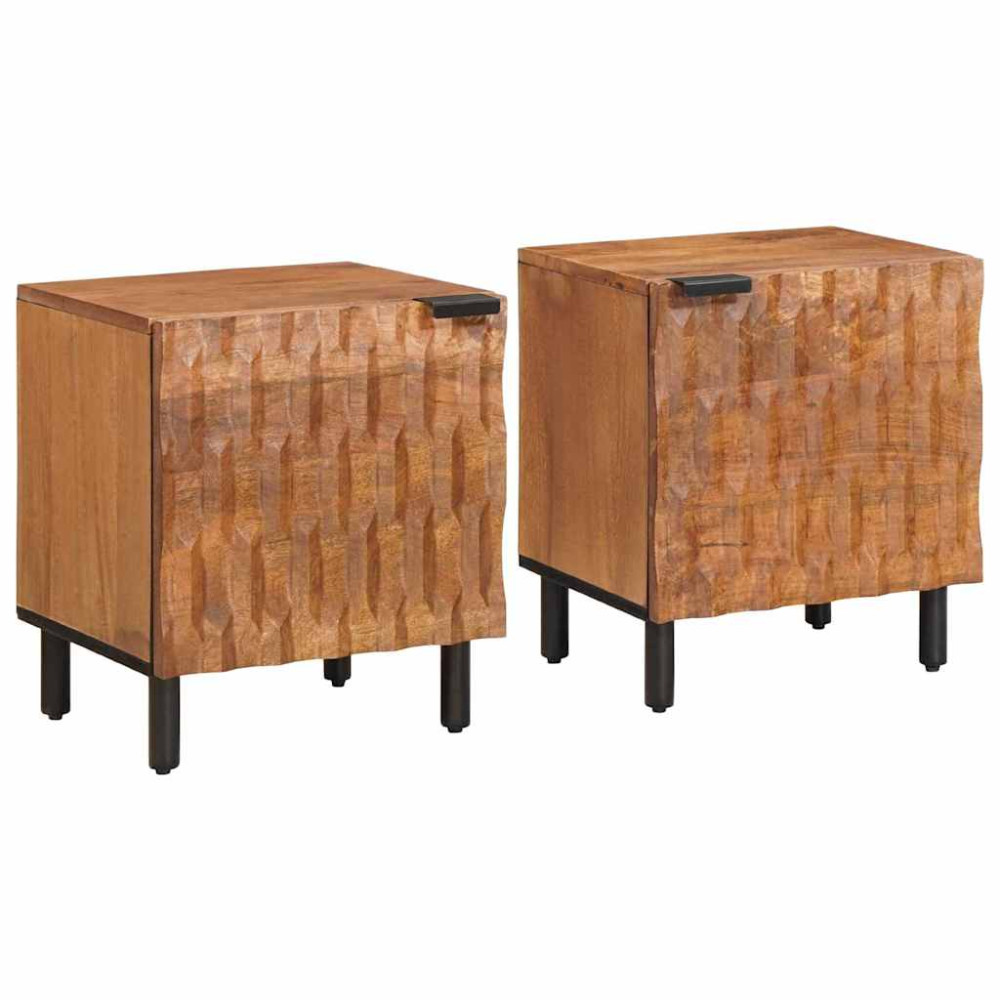 Produktbild för Nattduksbord 2 pcs Brun 40 x 33 x 46 cm Massivt mangoträ