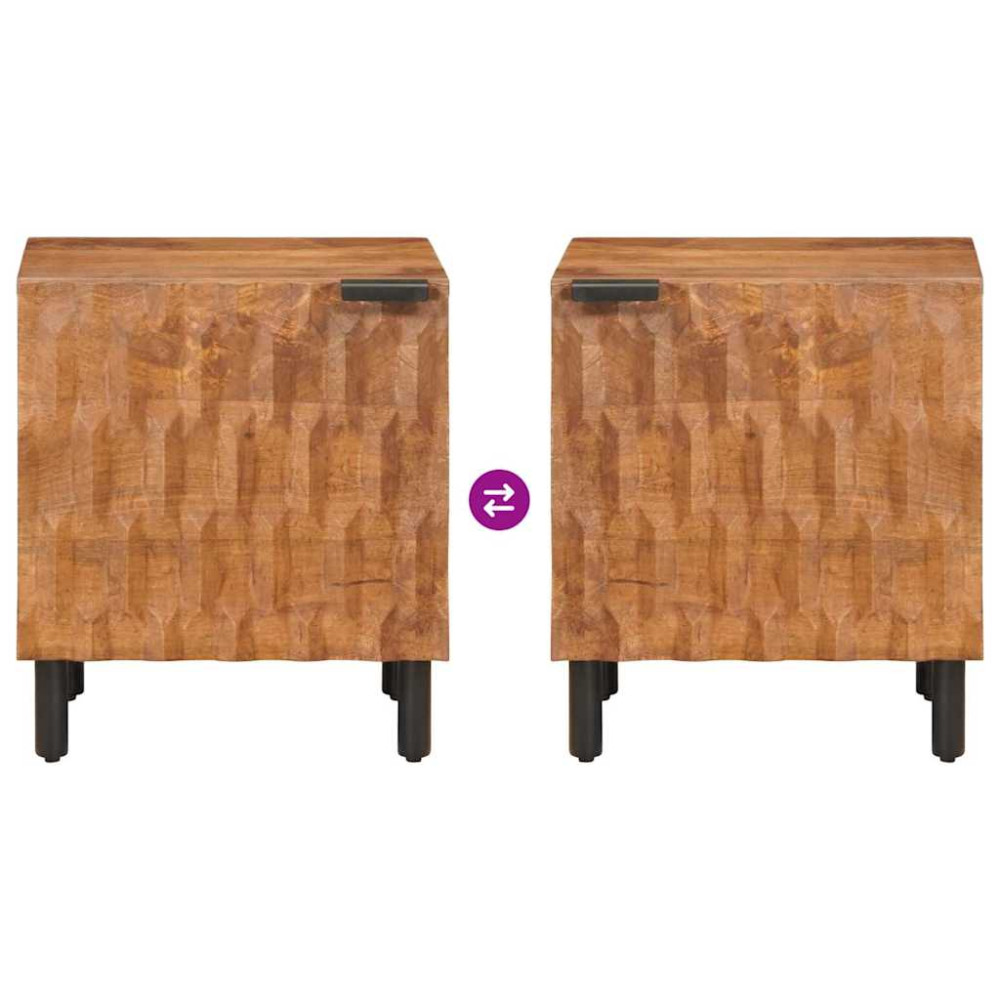 Produktbild för Nattduksbord 2 pcs Brun 40 x 33 x 46 cm Massivt mangoträ