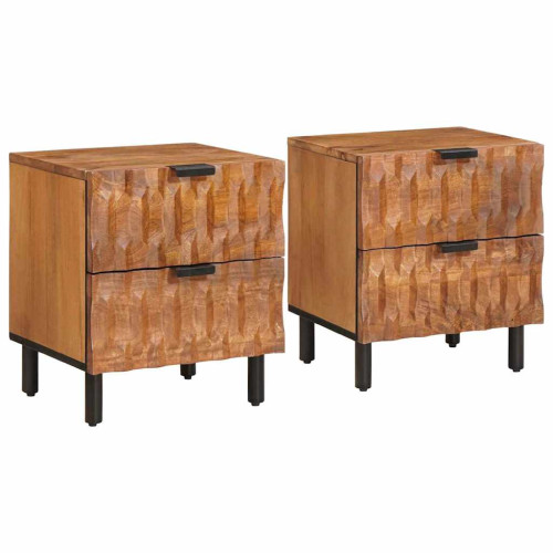 vidaXL Nattduksbord 2 pcs Brun 40 x 33 x 46 cm Massivt mangoträ