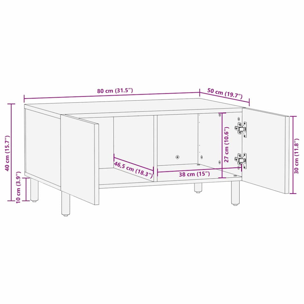 Produktbild för Kaffeebord Brun 80 x 50 x 40 cm Massivt mangoträ