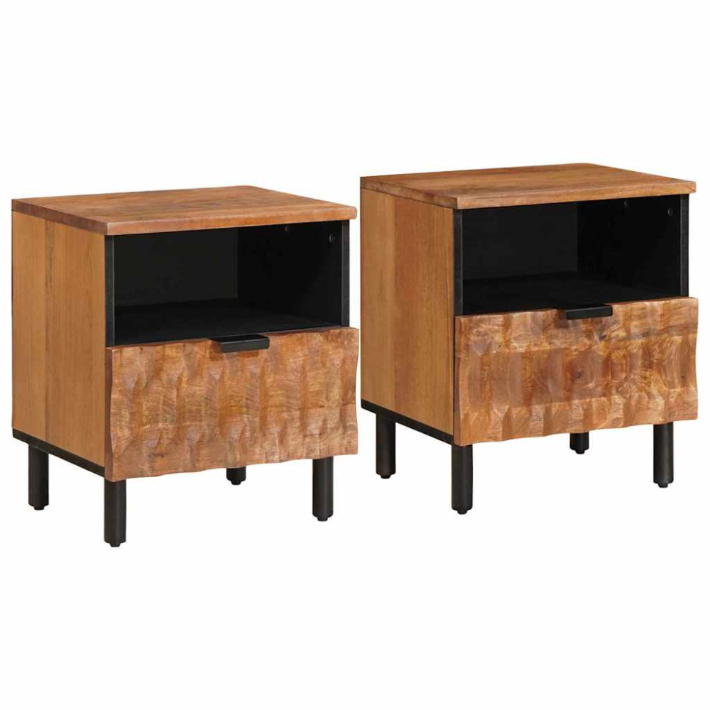 Produktbild för Nattduksbord 2 pcs Brun 40 x 33 x 46 cm Massivt mangoträ