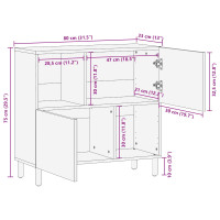 Produktbild för Sideboard Acacia Brun Finish 80 x 33 x 75 cm Massivt mangoträ