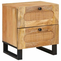 Produktbild för Nattduksbord 2 pcs Naturfärg 40 x 33 x 46 cm Massivt mangoträ