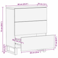 Produktbild för Sideboard Brun 60 x 33 x 75 cm Massivt mangoträ
