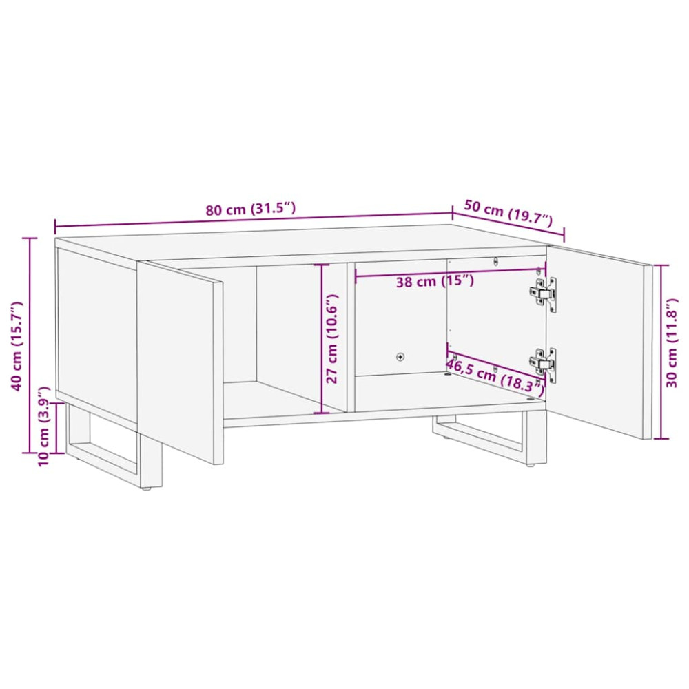 Produktbild för Kaffeebord Naturfärg 80 x 50 x 40 cm Massivt mangoträ