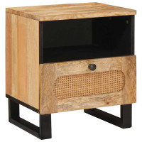 Produktbild för Nattduksbord 2 pcs Naturfärg 40 x 33 x 46 cm Massivt mangoträ