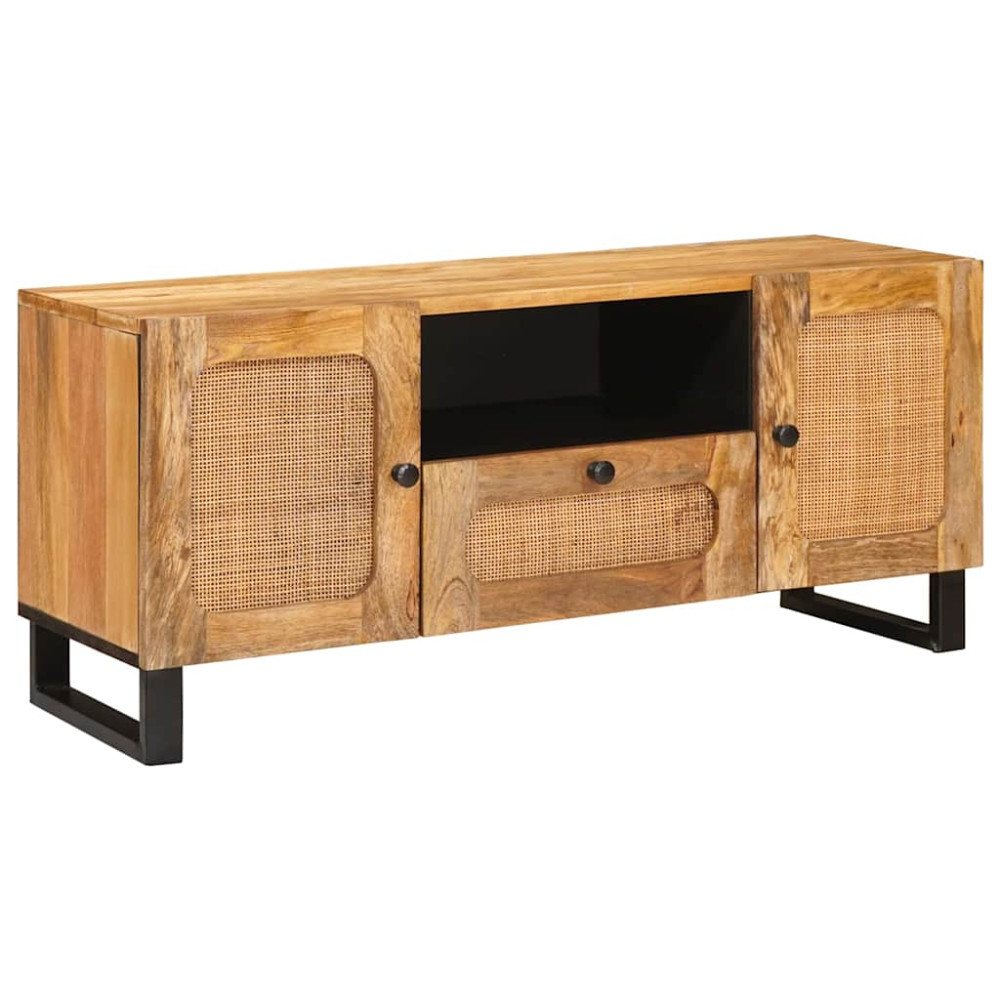 Produktbild för TV-skåp med låda Brun 105 x 33 x 46 cm Massivt mangoträ