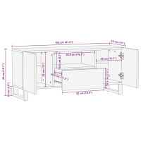 Produktbild för TV-skåp med låda Brun 105 x 33 x 46 cm Massivt mangoträ