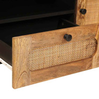 Produktbild för TV-skåp med låda Brun 105 x 33 x 46 cm Massivt mangoträ