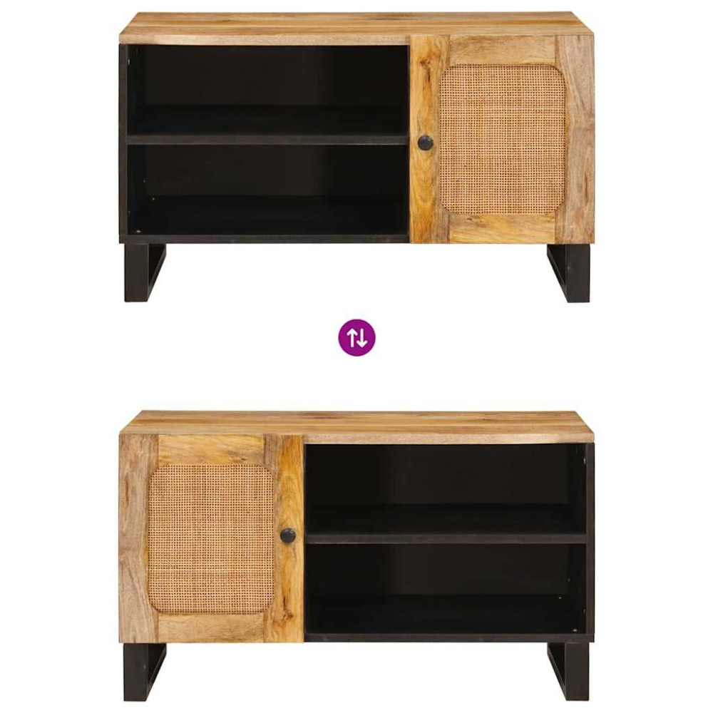 Produktbild för TV-skåp med lagring Brun 80 x 33 x 46 cm Massivt mangoträ