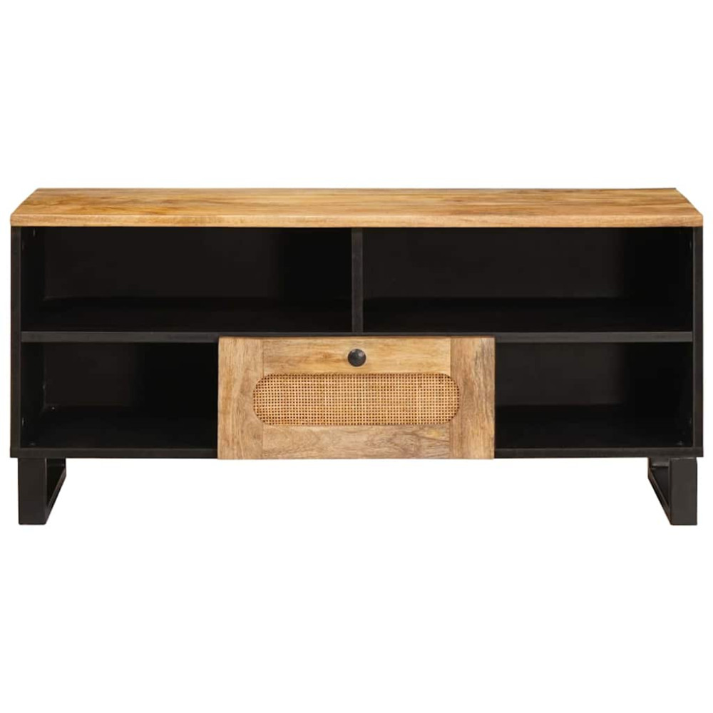 Produktbild för TV-skåp med låda Brun 100 x 33 x 46 cm Massivt mangoträ