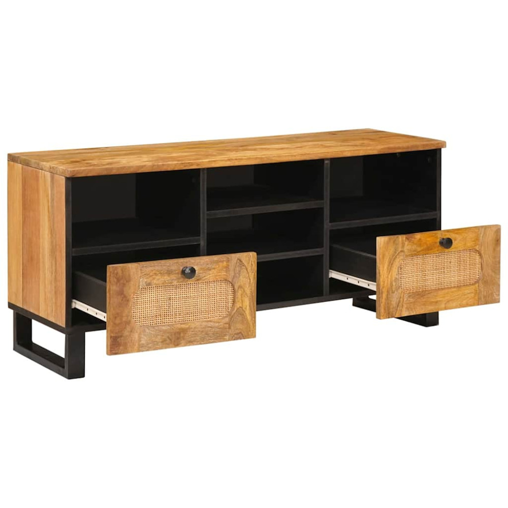 Produktbild för TV-skåp med låda Brun 100 x 33 x 46 cm Massivt mangoträ