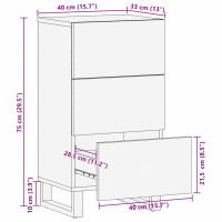 Produktbild för Sideboard med låda Brun 40 x 33 x 75 cm Massivt mangoträ