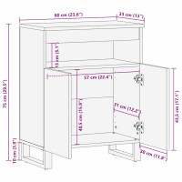 Produktbild för Sideboard med lagring Brun 60 x 33 x 75 cm Massivt mangoträ