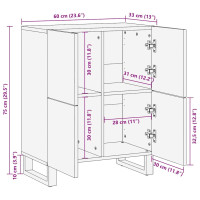 Produktbild för Sideboard med lagring Brun 60 x 33 x 75 cm Massivt mangoträ