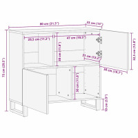 Produktbild för Sideboard med lagring Brun 80 x 33 x 75 cm Massivt mangoträ