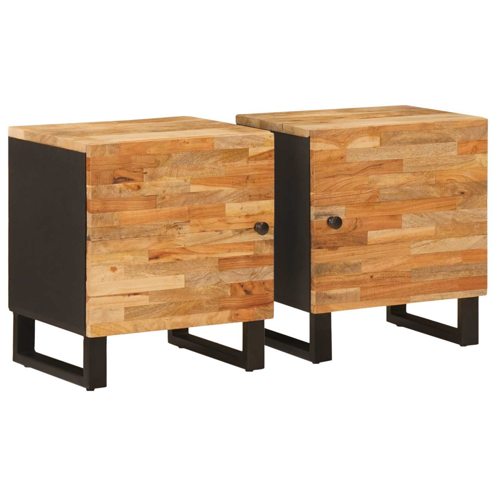 Produktbild för Nattduksbord 2 pcs Brun 40 x 33 x 46 cm Massivt mangoträ