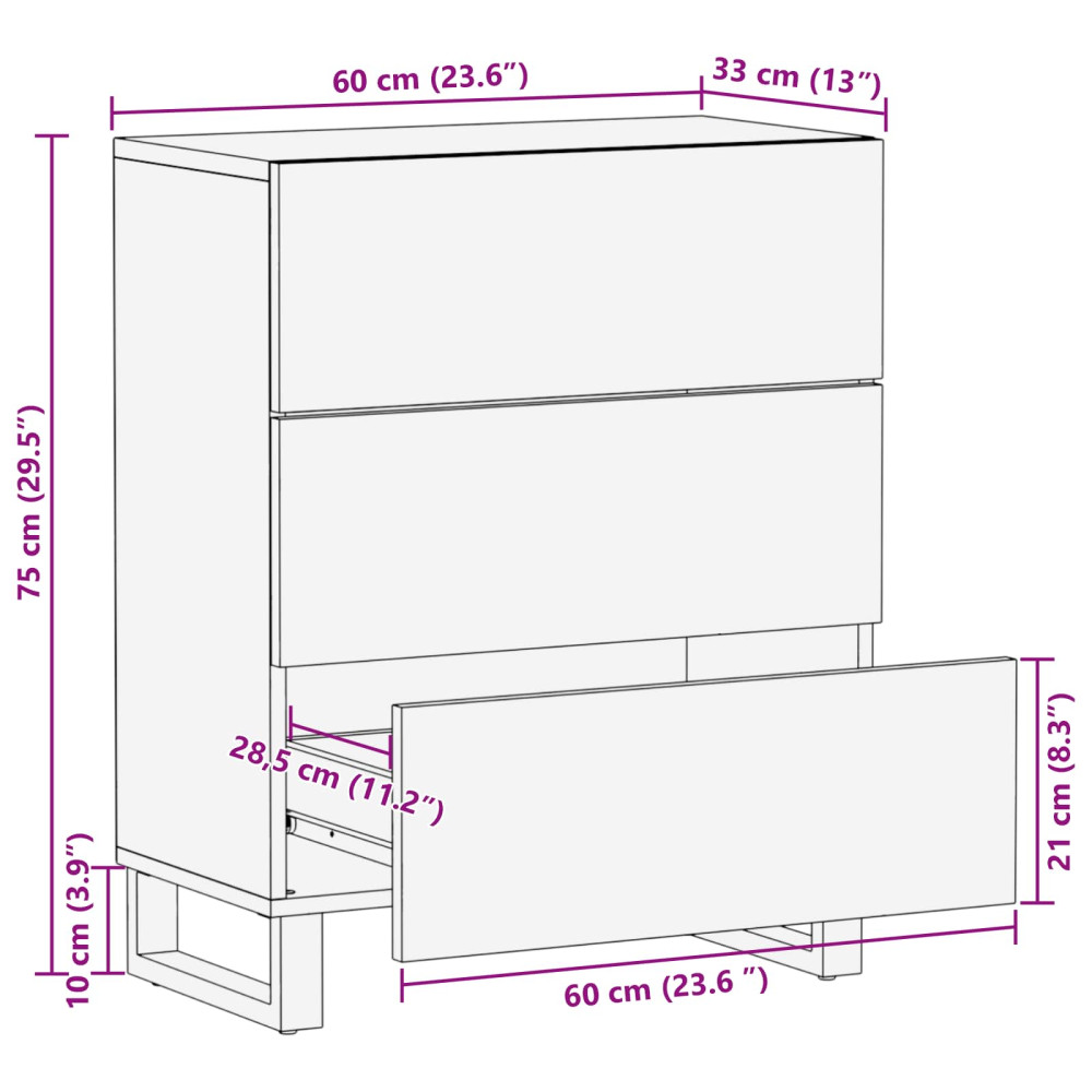 Produktbild för Förvaringsskåp Brun 60 x 33 x 75 cm Massivt mangoträ