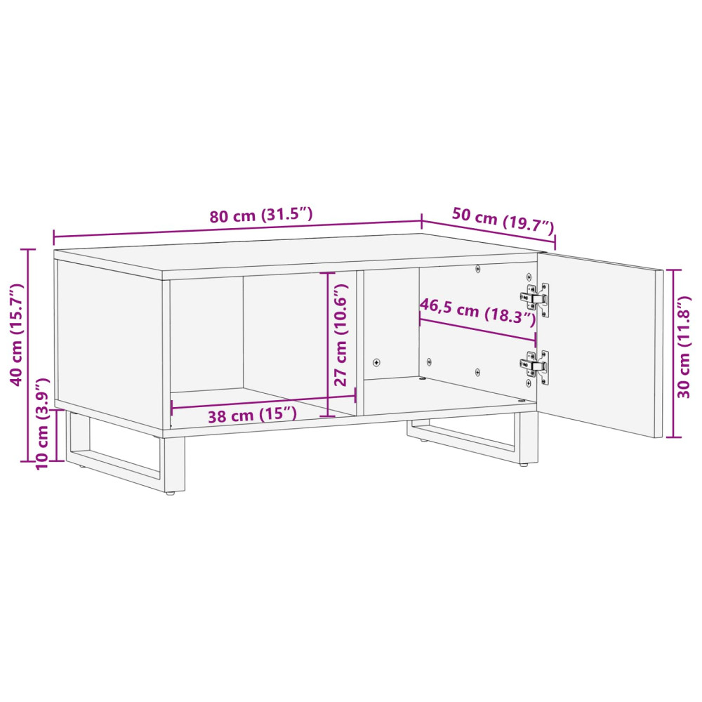 Produktbild för Kaffeebord Brun 80 x 50 x 40 cm Massivt mangoträ