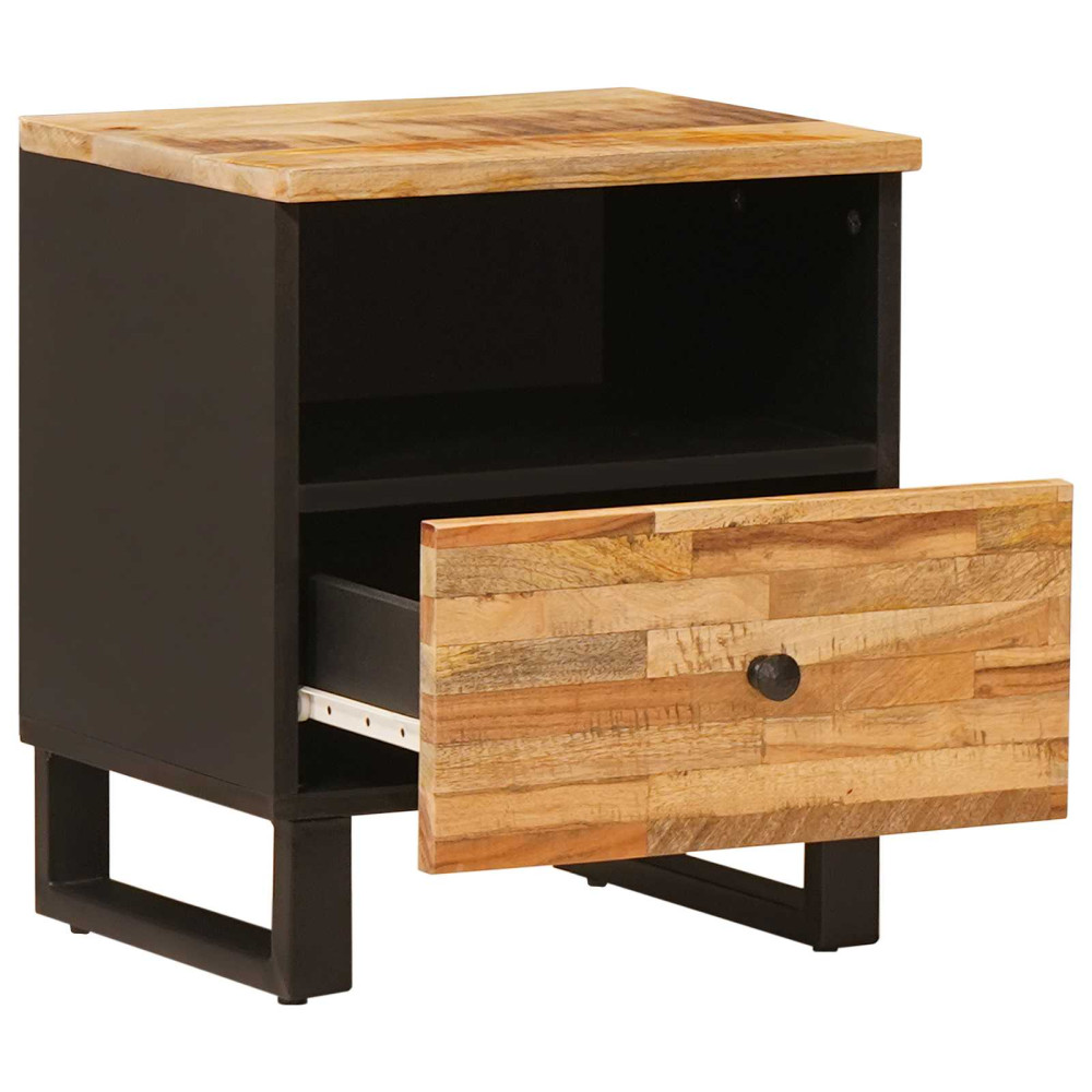 Produktbild för Sängskåp med låda 2 pcs Brun 40 x 33 x 46 cm Massivt mangoträ