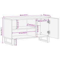 Produktbild för TV-skåp med hylla Brun 80 x 33 x 46 cm Massivt mangoträ