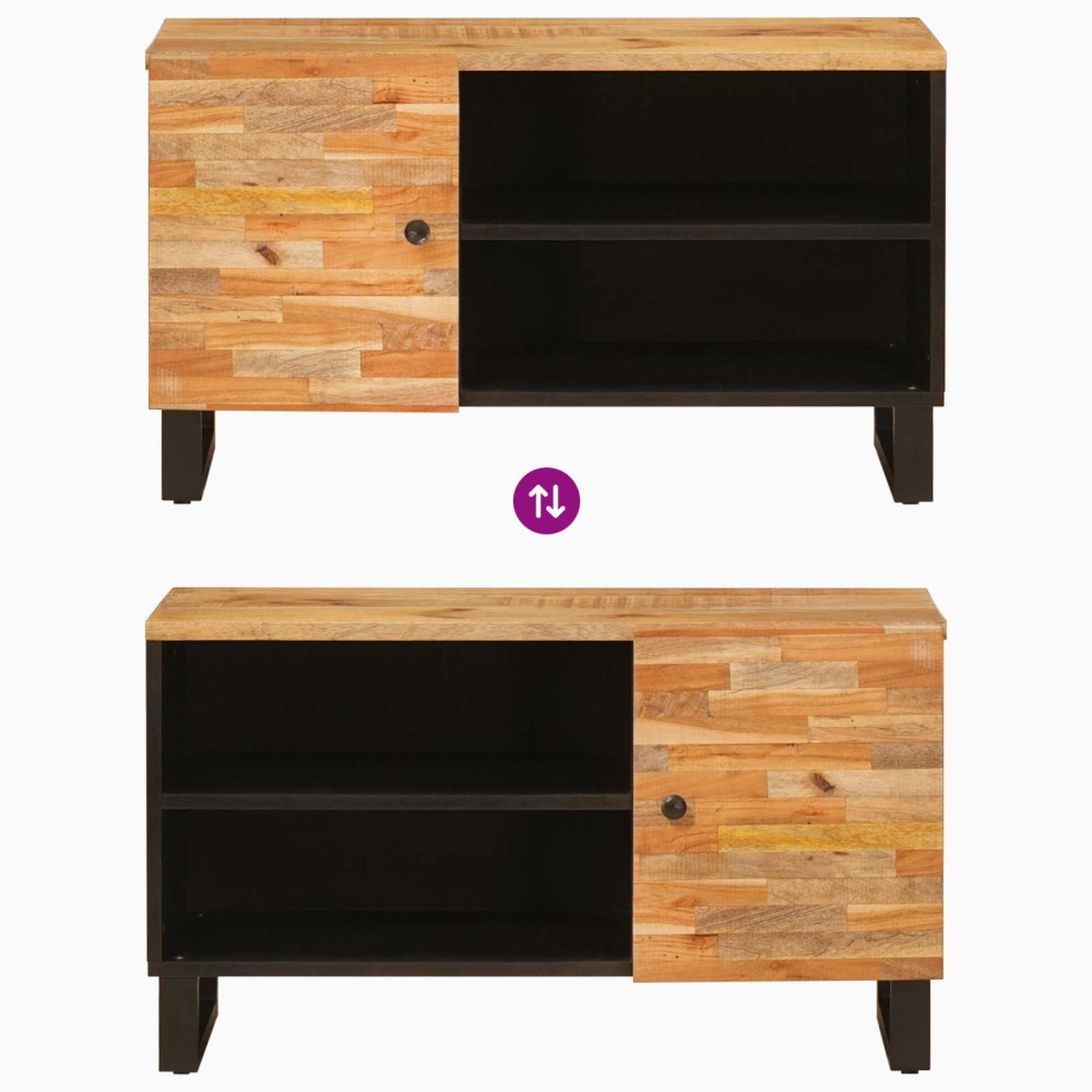 Produktbild för TV-skåp med hylla Brun 80 x 33 x 46 cm Massivt mangoträ