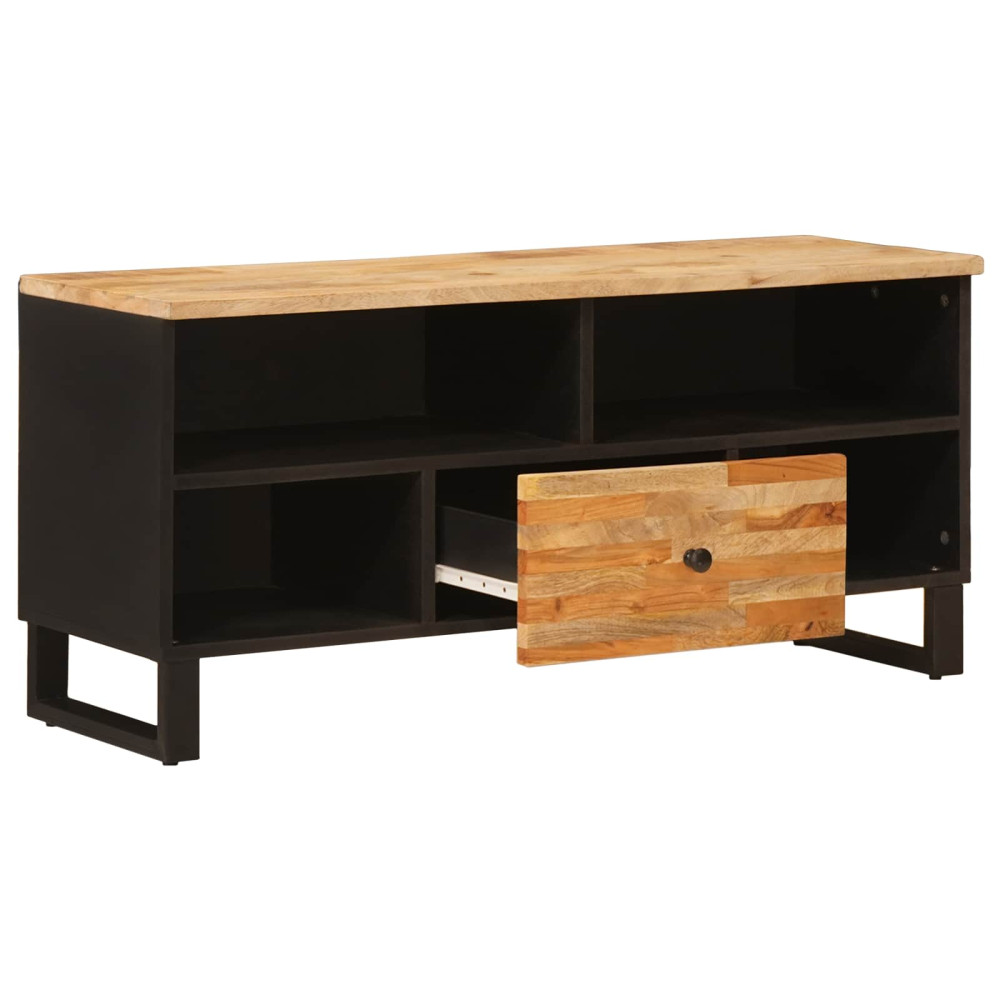 Produktbild för TV-skåp med låda Brun 100 x 33 x 46 cm Massivt mangoträ