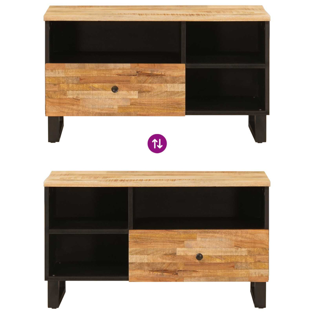 Produktbild för TV-skåp med låda Brun 80 x 33 x 46 cm Massivt mangoträ