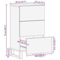 Produktbild för Sidokabinett med låda Brun 40 x 33 x 75 cm Massivt mangoträ
