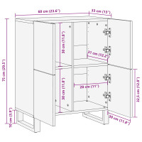 Produktbild för Sidokabinett med lagring Brun 60 x 33 x 75 cm Massivt mangoträ