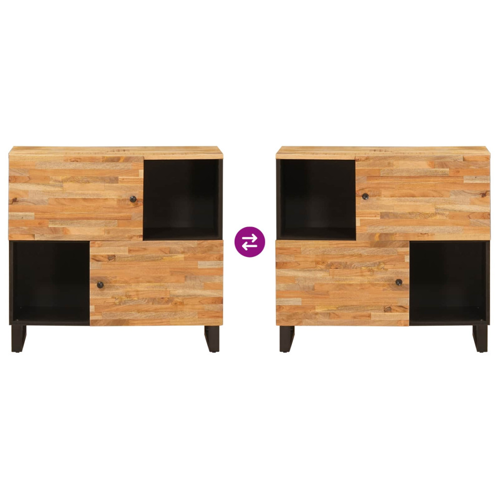 Produktbild för Sidokabinett med lagring Brun 80 x 33 x 75 cm Massivt mangoträ