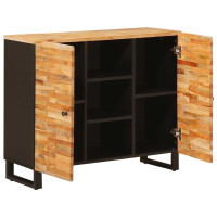 Produktbild för Sidokabinett med låda Brun 90 x 33 x 75 cm Massivt mangoträ