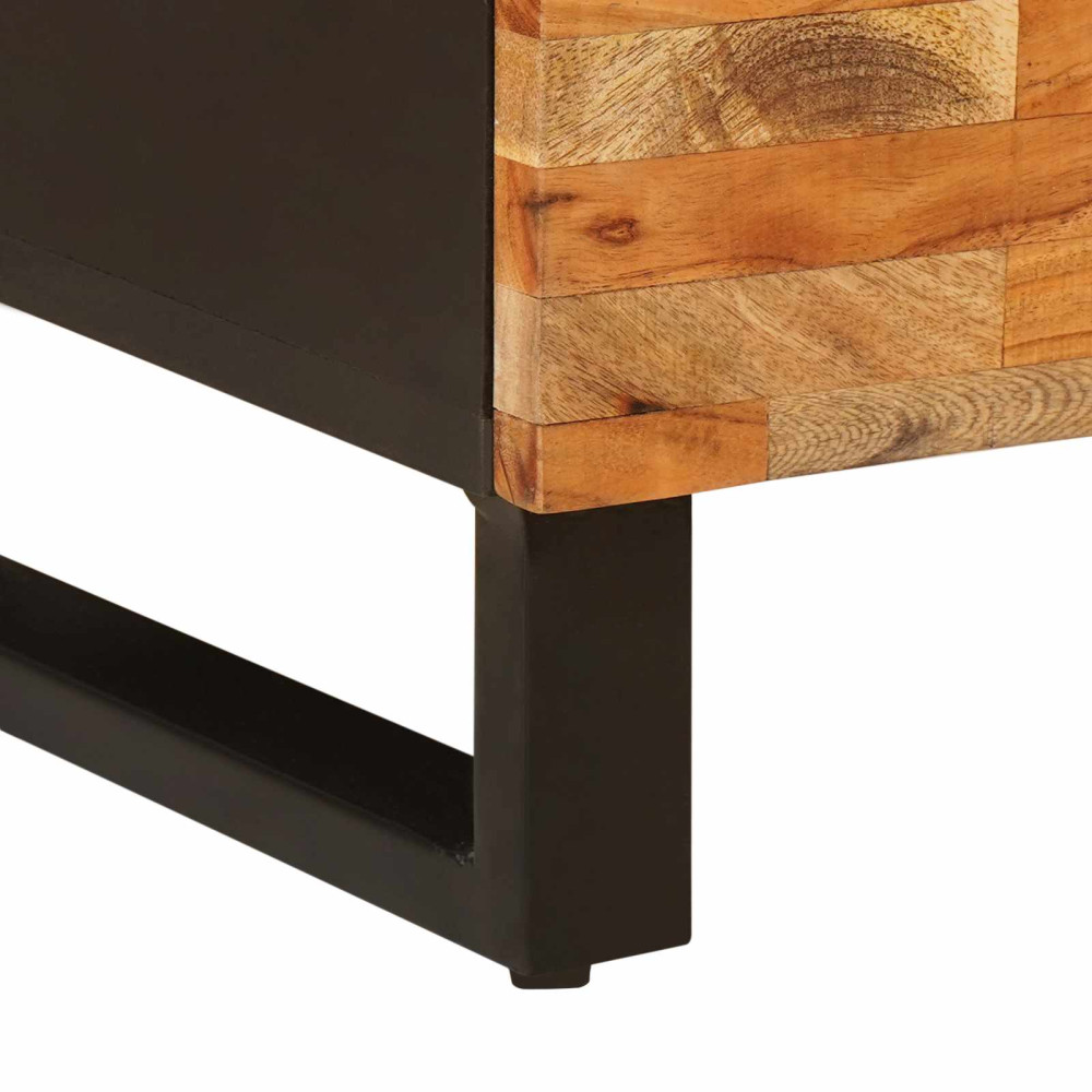 Produktbild för Sidokabinett med låda Brun 90 x 33 x 75 cm Massivt mangoträ