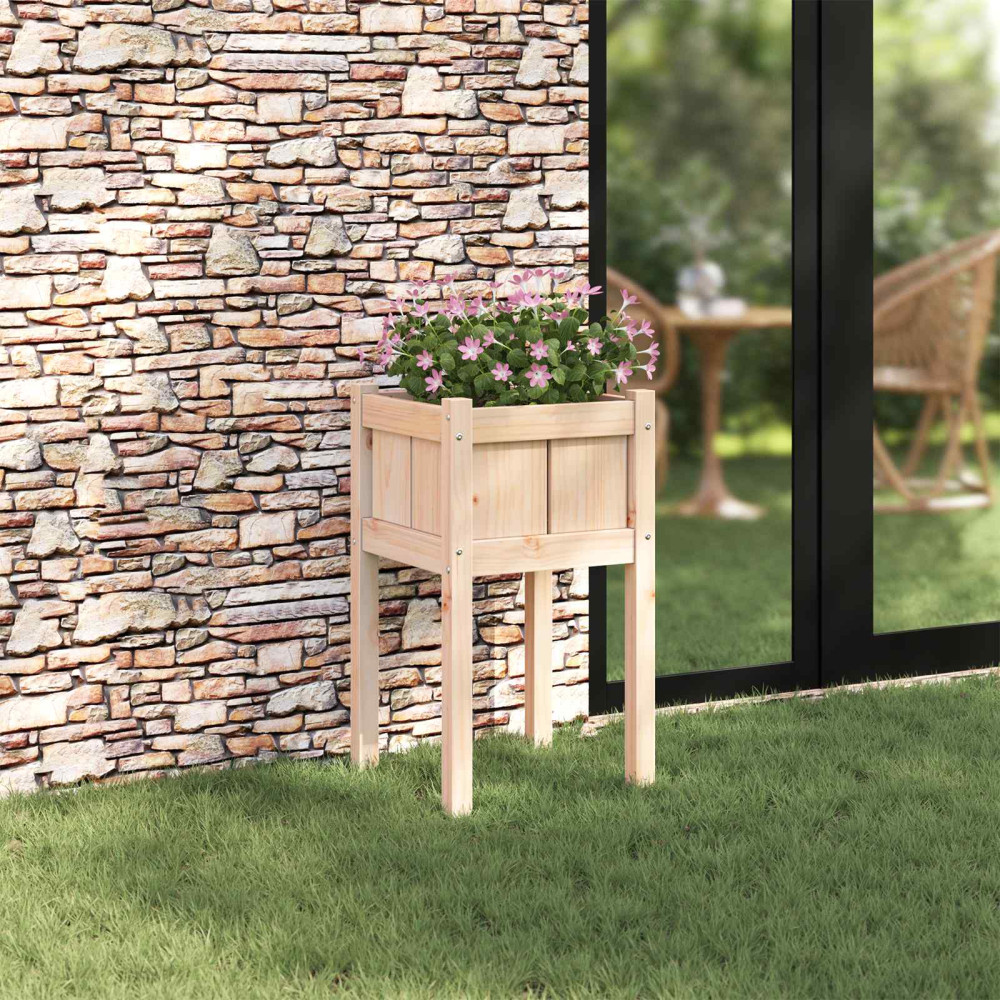 Produktbild för Trädgårdsplanterare Natur 40 x 40 x 70 cm Massiv furu